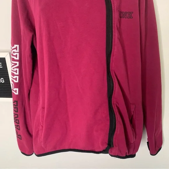 PINK Victoria’s Secret Burgundy Full Zip Asymmetrical Hoodie Size Medium - Picture 7 of 15